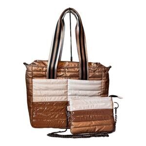 Think Royln Colorblock Gold Tote & Crossbody Bundle